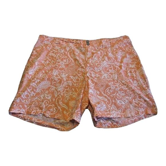Lane Bryant Shorts Plus Sz 20 Lightweight Casual Floral Peachy Orange - Picture 5 of 7